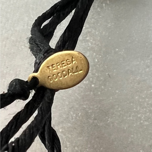 Vintage Teresa Goodall Black fringe Turquoise Blue Necklace 💙 - Picture 5 of 7